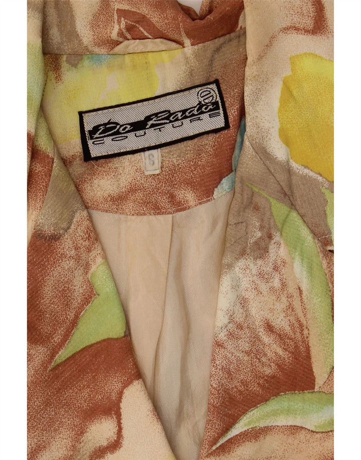 Giacca blazer vintage da donna a 4 bottoni UK 10 piccolo floreale multicolore