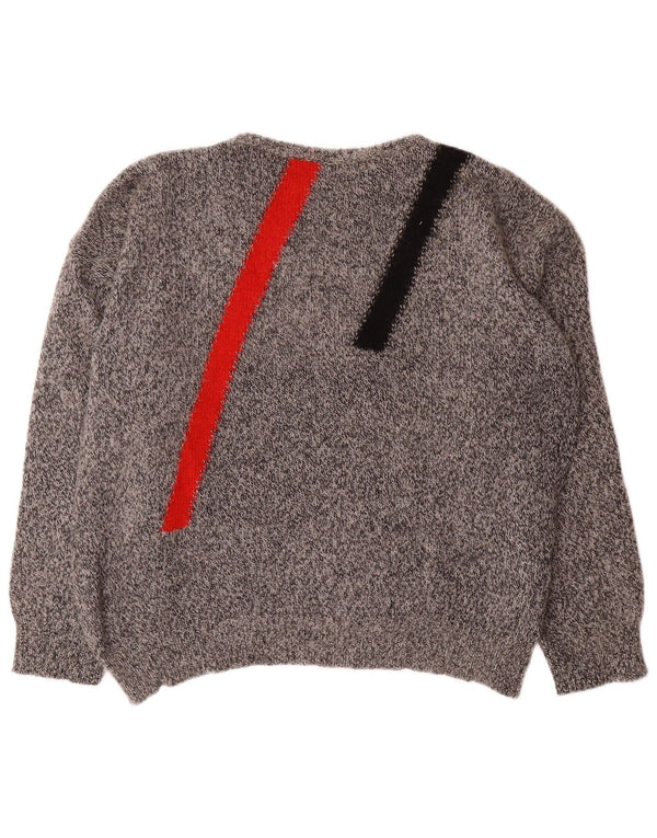 Silvy Mens Boat Neck Jumper Sweater IT 56 XL Grey Colourblock Wool