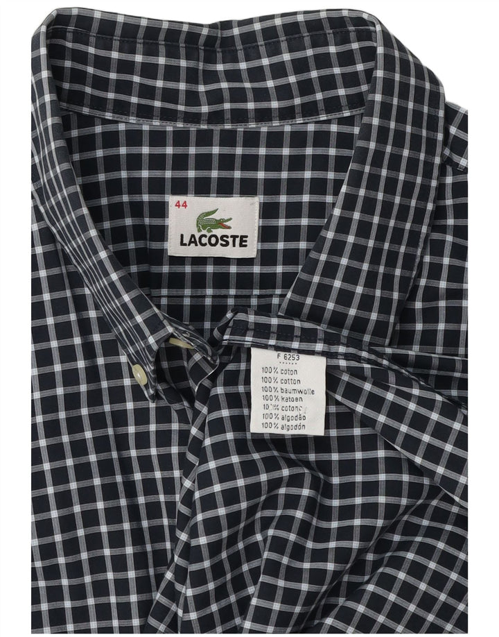 Camicia da uomo Lacoste taglia 44 XL in cotone a quadretti blu navy