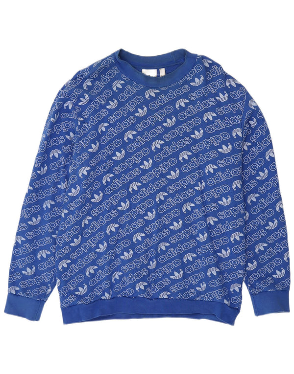 Felpa grafica da uomo Adidas Jumper XL in cotone blu