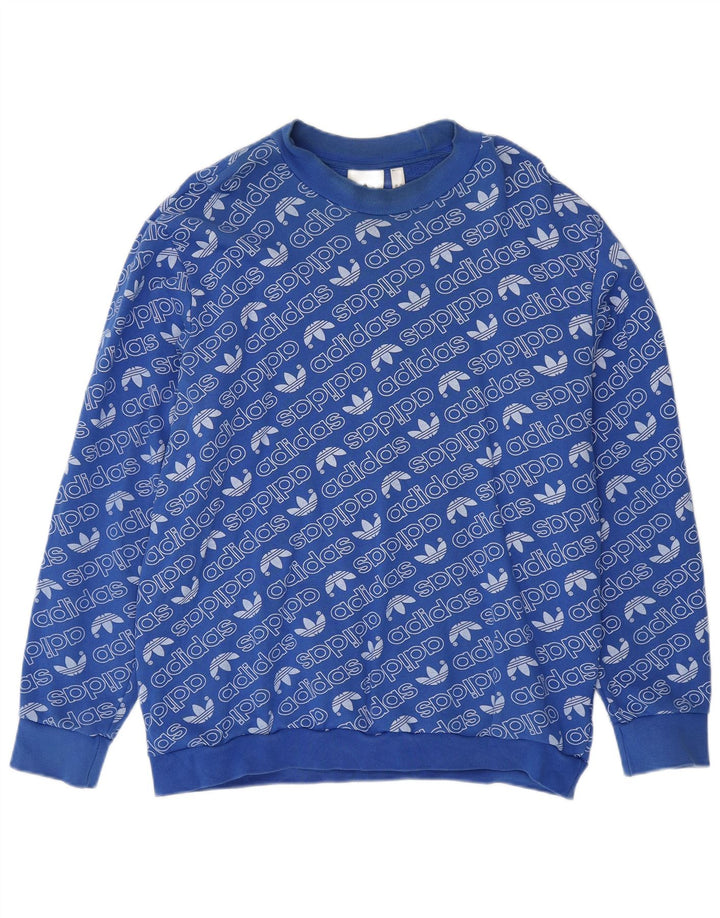Felpa grafica da uomo Adidas Jumper XL in cotone blu