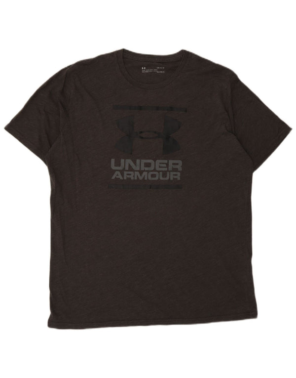 T-shirt grafica da uomo Under Armour Heat Gear Top grande grigio sportivo
