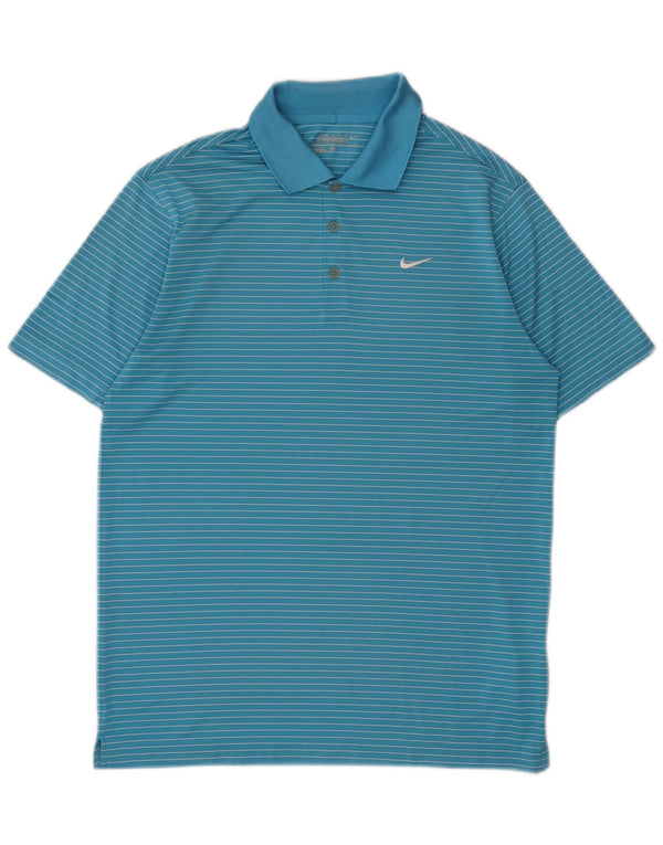 Polo Nike da uomo Dri Fit in poliestere gessato blu medio