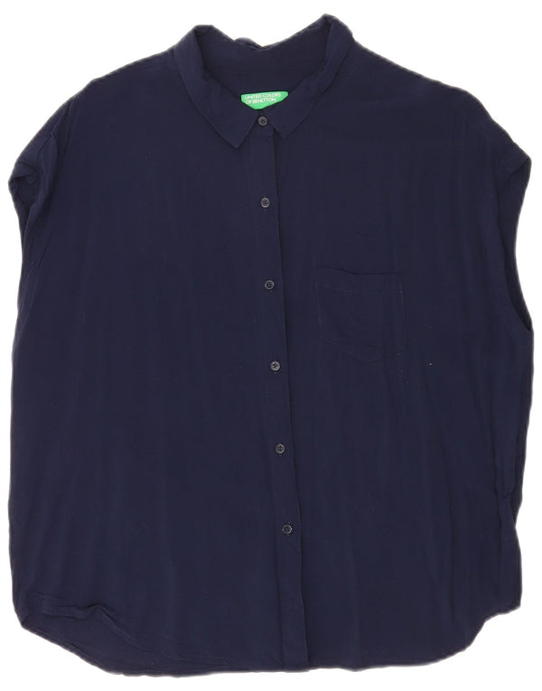 Camicia oversize a maniche corte da donna BENETTON UK 14 medio blu navy