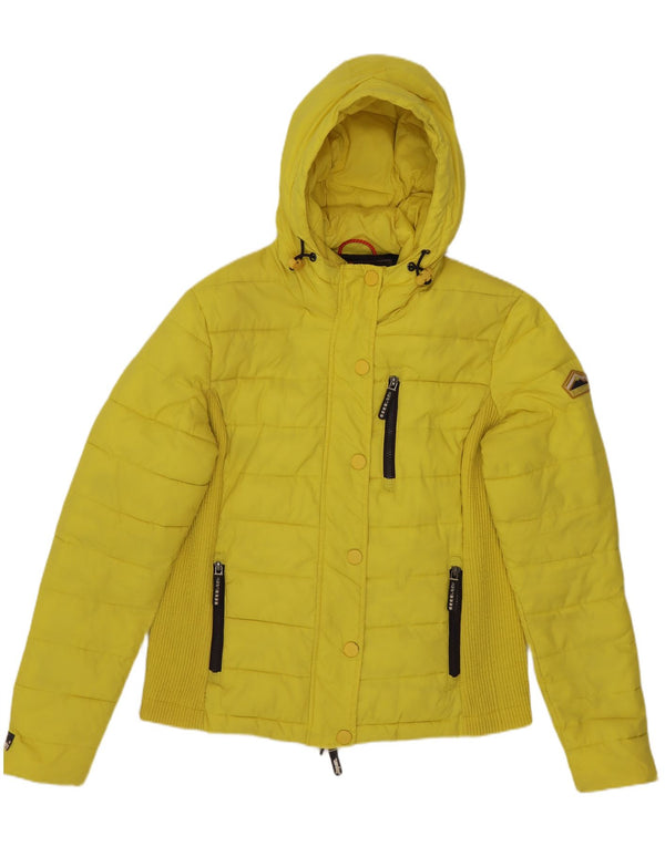 Giacca imbottita con cappuccio da donna Superdry UK 18 XL nylon giallo