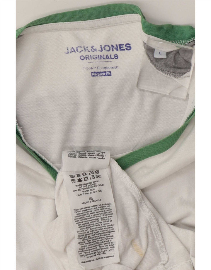 Jack & Jones - Top da uomo con vestibilità regolare, manica lunga, grande, colore bianco