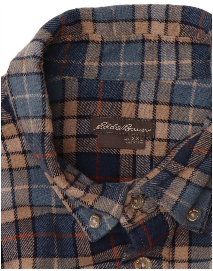 EDDIE BAUER Camicia in flanella da uomo 2XL Cotone a quadri blu