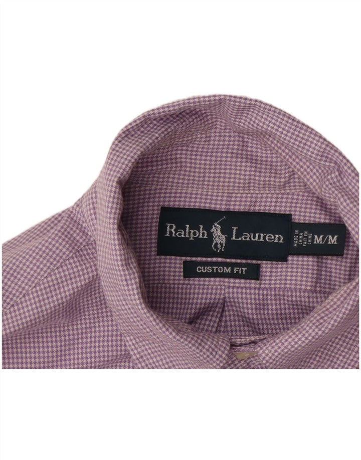 Camicia Ralph Lauren da uomo su misura in cotone pied de poule viola medio