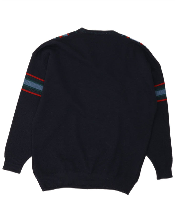 Roberto Carlo Maglione da uomo con scollo a V grande blu navy a rombi/diamante