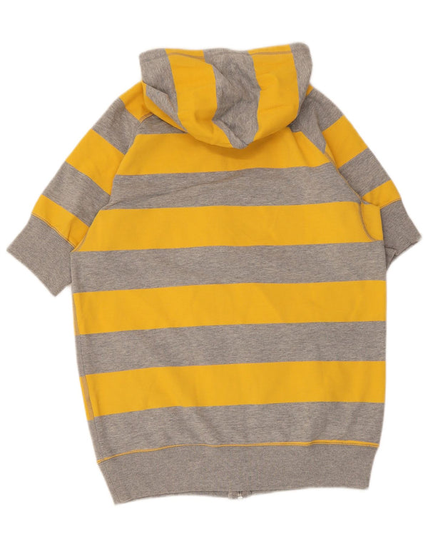 Felpa con cappuccio e zip a maniche corte Nike da donna UK 10/12 a righe gialle medie
