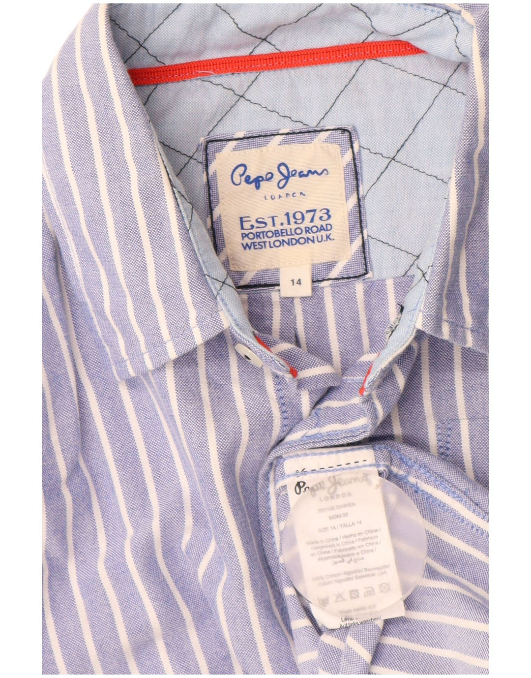 PEPE Jeans Camicia Bambino 13-14 Anni Cotone Rigato Blu