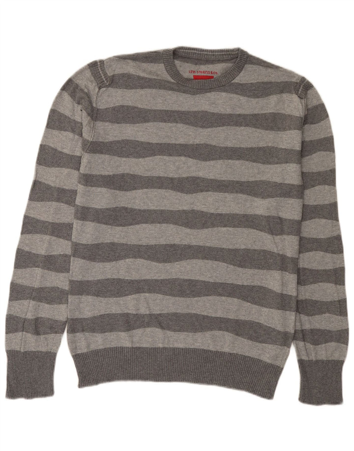 Maglione maglione girocollo da uomo Levi's in cotone a righe grigio medio