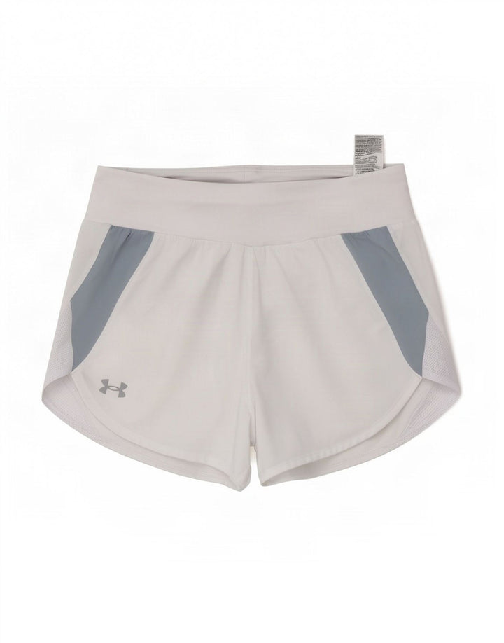 Pantaloncini sportivi da donna Under Armour UK 10 Small Poliestere color block bianco