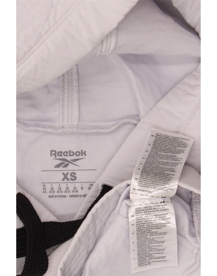 REEBOK Felpa con cappuccio oversize da donna UK 4/6 XS Poliestere bianco sporco