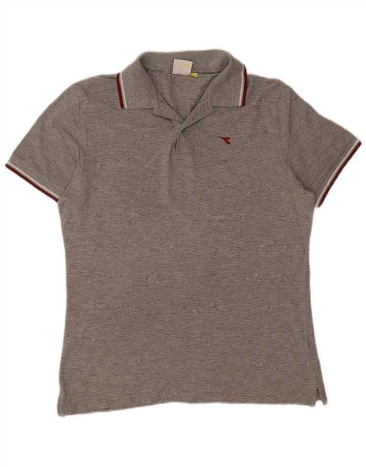 Polo Diadora Uomo Large in Cotone Rigato Grigio