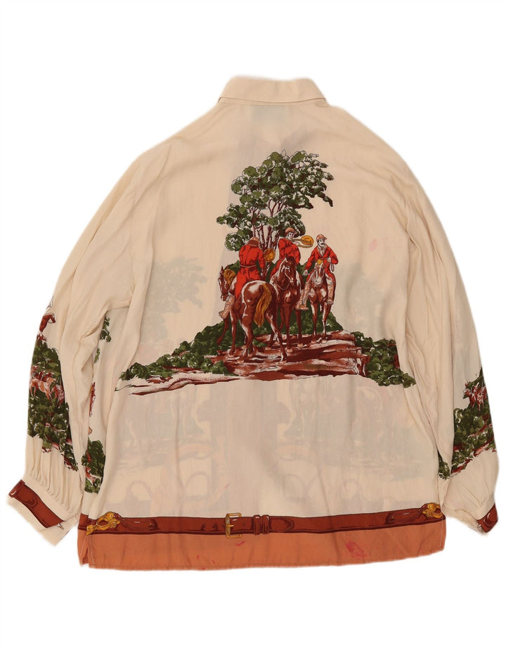 GABRI ELLE LA CAMICIA Camicia grafica da donna Camicetta UK 16 Large Bianco sporco