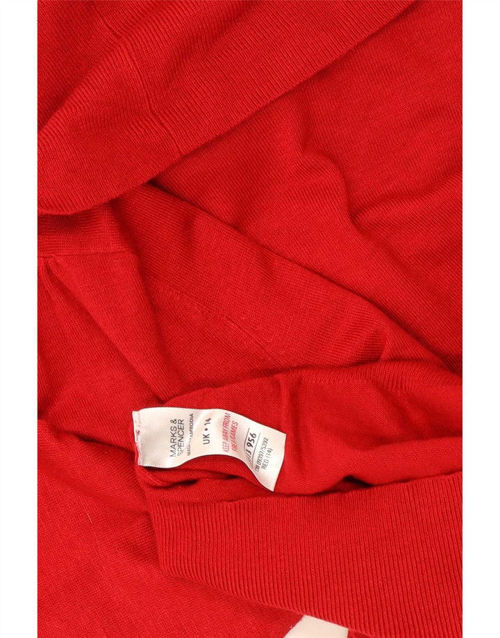 Maglione maglione a collo alto da donna Marks & Spencer UK 14 Viscosa rossa media