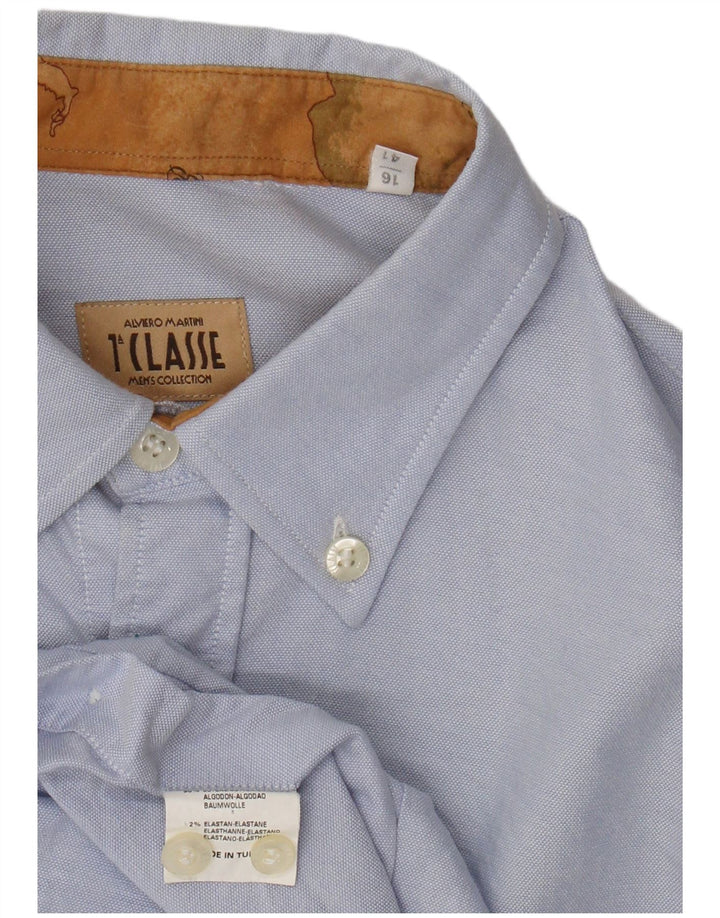 ALVIERO MARTINI Camicia Uomo Taglia 16 Large Blu Cotone