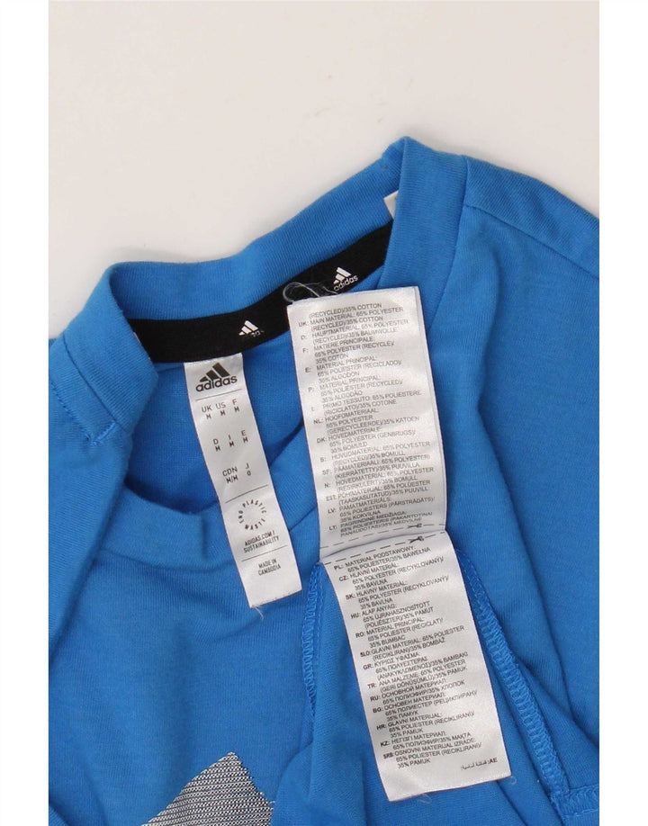 T-shirt grafica Adidas da uomo Aeroready Top in poliestere blu medio