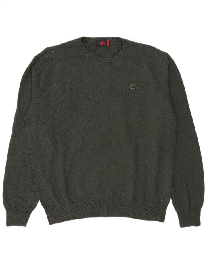 Maglione Kappa da uomo girocollo, maglione grande, lana d'agnello verde