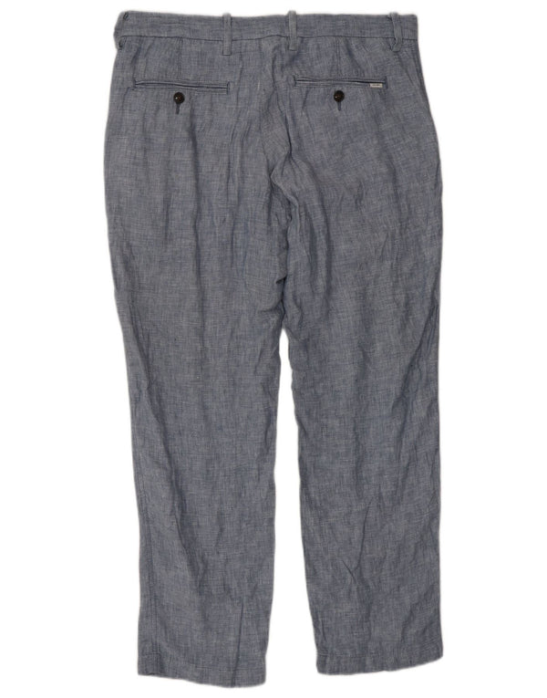 Pantaloni da abito dritti sartoriali da uomo Marks & Spencer W32 L29 Lino blu