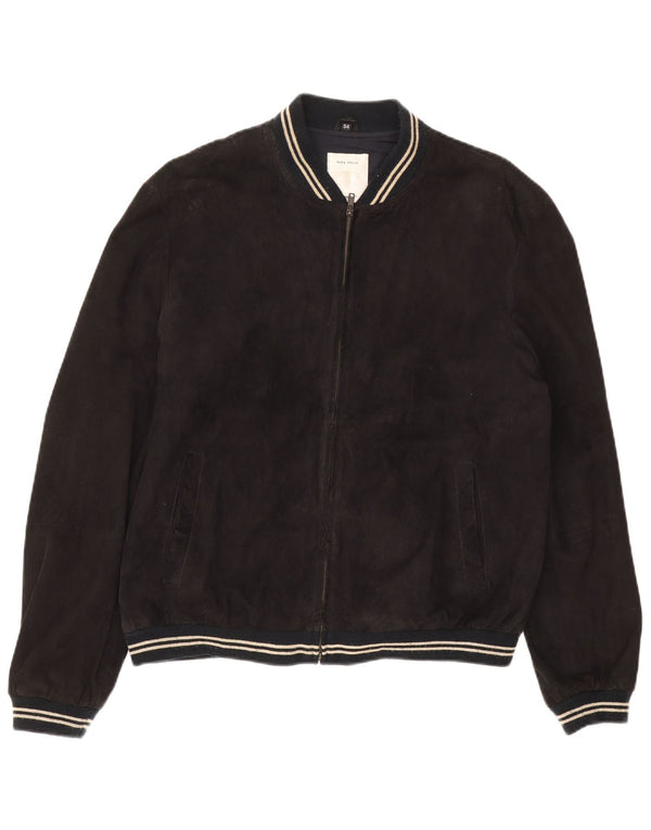 Conbipel Mens Suede Bomber Jacket IT 54 XL Black Leather