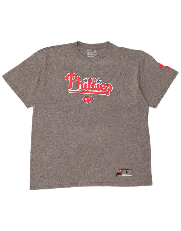 T-shirt grafica da uomo Nike Philadelphia Phillies, taglia grande, in cotone grigio