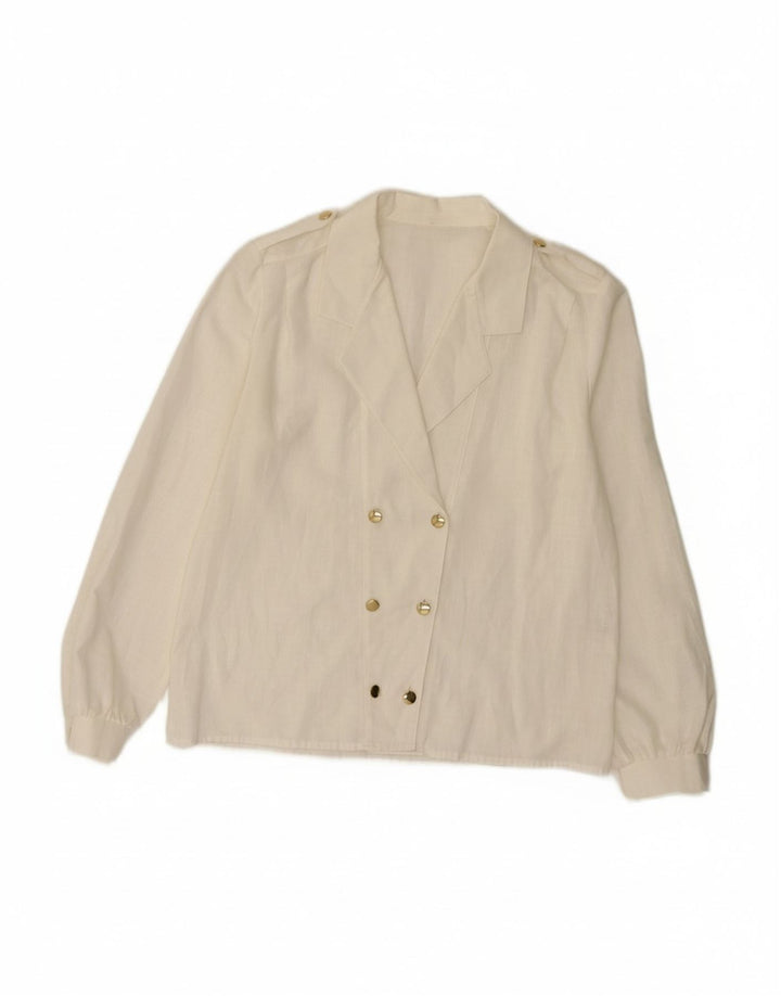 VINTAGE Womens Military Double Breasted Shirt Blouse EU 38 Medium White