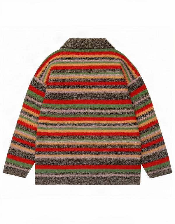 Gina Lebole maglione cardigan da donna UK 18 XL multicolore a righe retrò