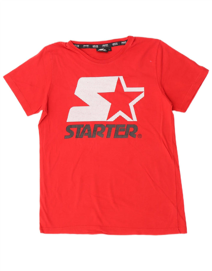 T-shirt grafica da uomo Starter Top in cotone rosso medio