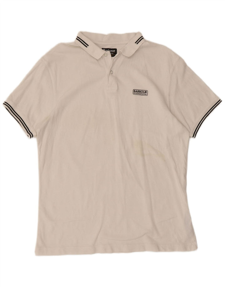 Polo da uomo Barbour grande in cotone bianco