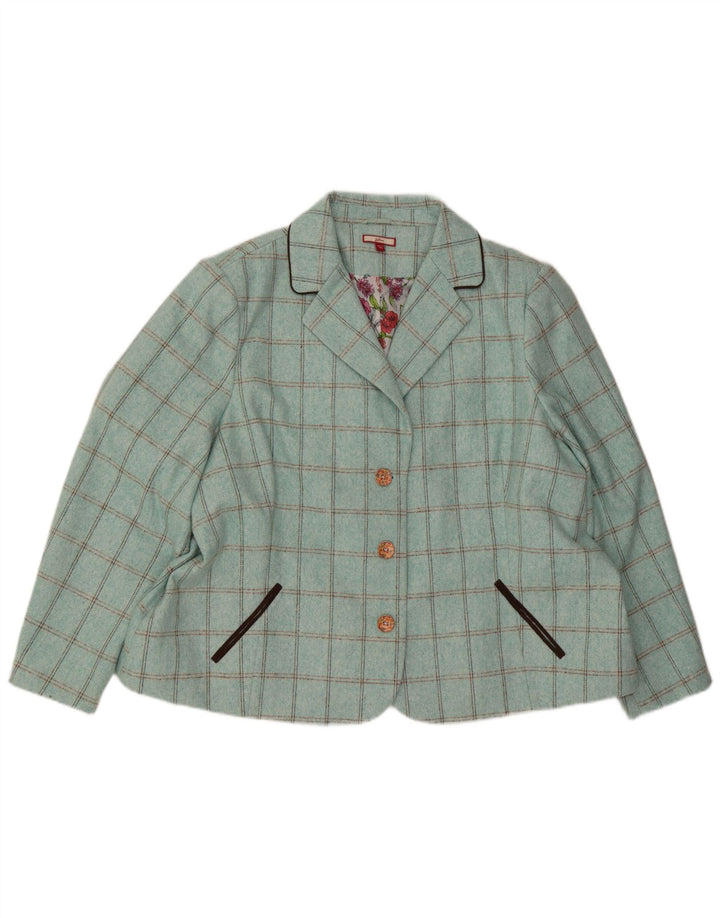 Giacca blazer a 3 bottoni da donna Joe Browns UK 30 7XL turchese a quadri