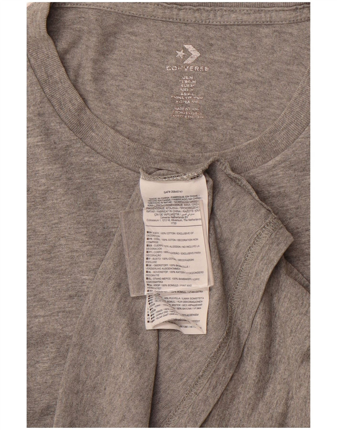 CONVERSE T-shirt grafica da uomo Top in cotone chiazzato grigio medio