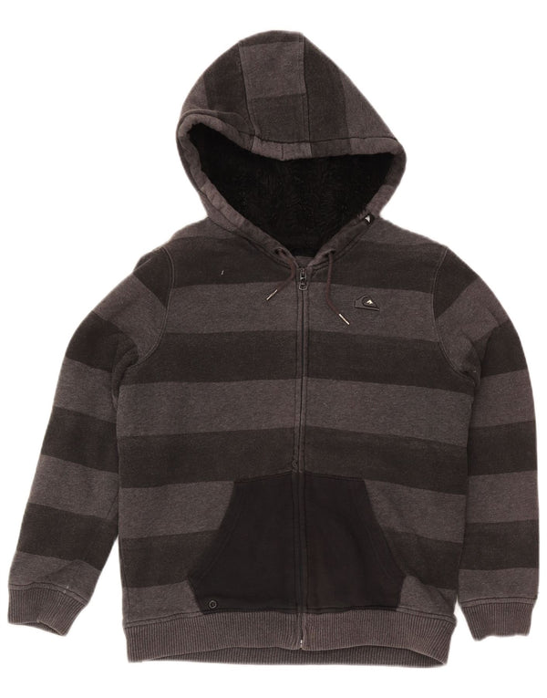 Maglione con cappuccio e zip Quiksilver per ragazzi 13-14 anni in cotone a righe grigie