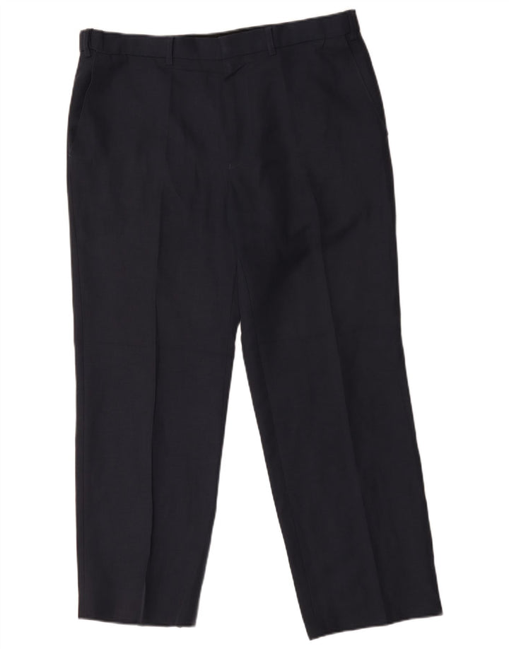 Pantaloni chino dritti da uomo Marks & Spencer W36 L29 poliestere blu navy