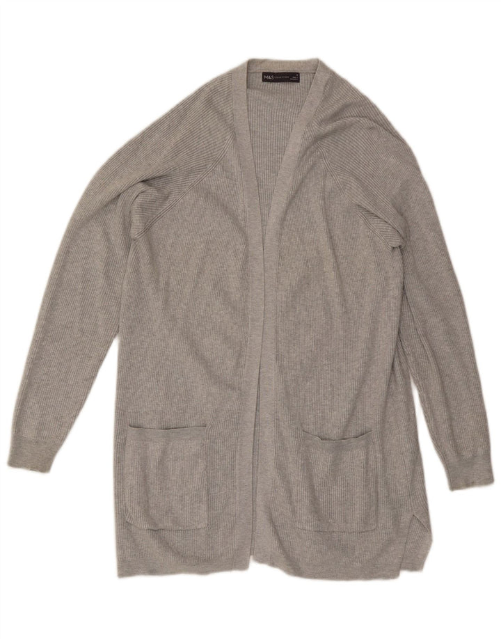 Maglione cardigan aperto lungo da donna Marks & Spencer UK 14 Grigio medio
