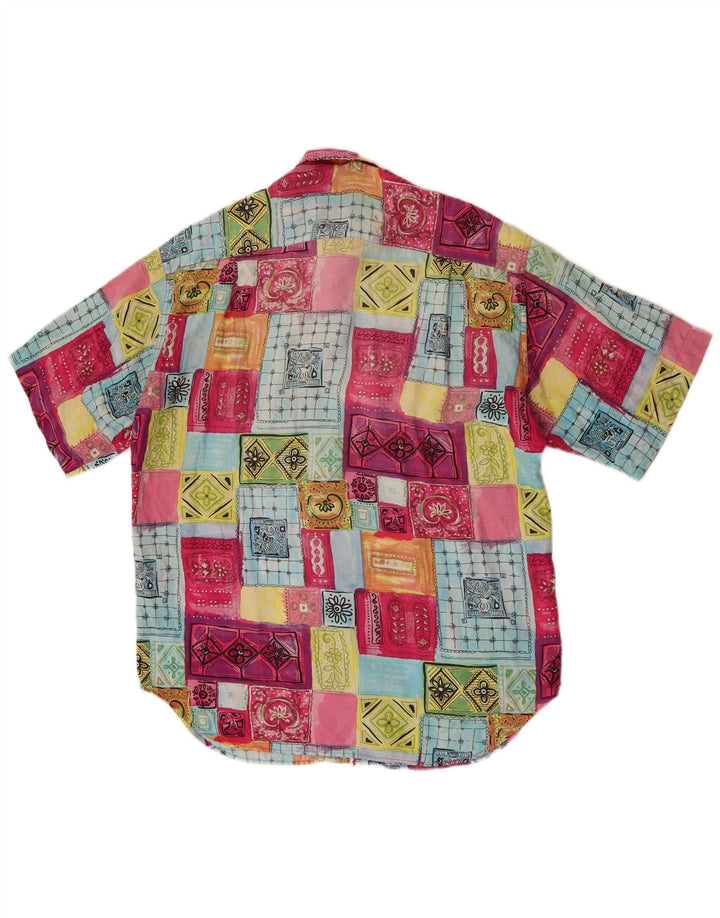 Camicia vintage da uomo a maniche corte Patchwork medio multicolore
