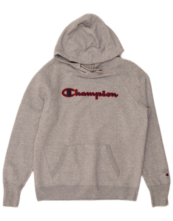 Maglione con cappuccio grafico da uomo CHAMPION piccolo in cotone grigio