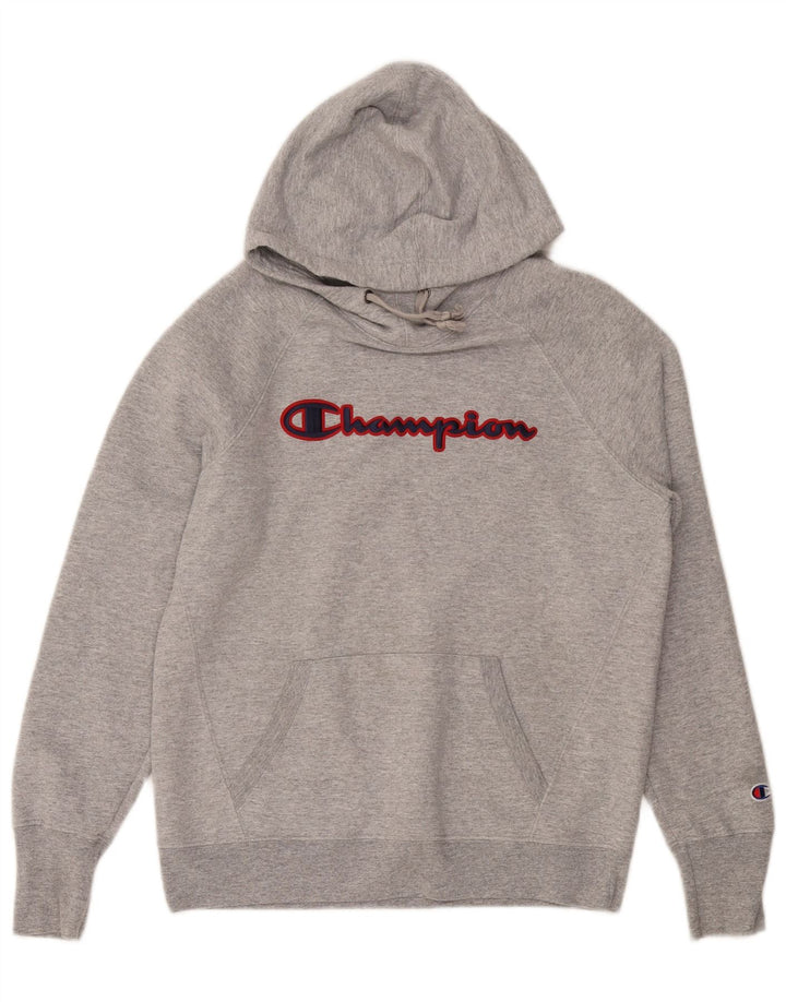 Maglione con cappuccio grafico da uomo CHAMPION piccolo in cotone grigio