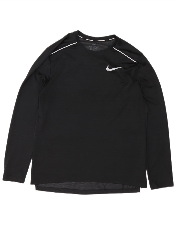 Maglia Nike Dri Fit da uomo a maniche lunghe, poliestere nero medio