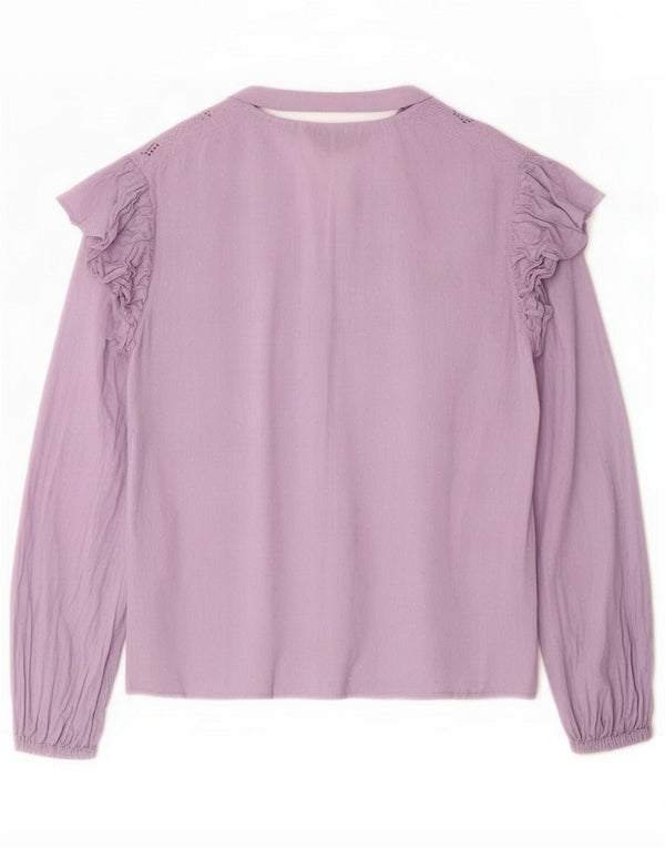 Lipsy Camicetta da donna con volant sul davanti UK 10 Small Purple Cotton