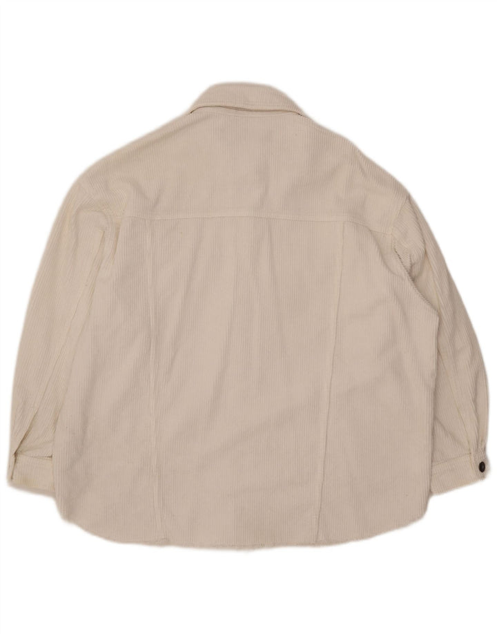Giacca da donna oversize in velluto a coste Zara UK 10 piccola in cotone bianco
