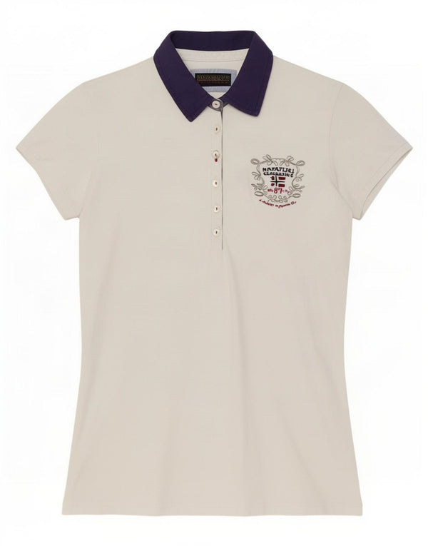 Polo geografica da donna Napapijri UK 12 Medium White Colourblock
