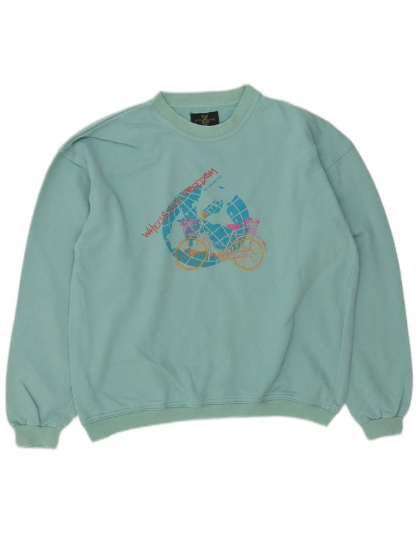 Felpa oversize con grafica da donna Vagabond UK 10 piccola turchese