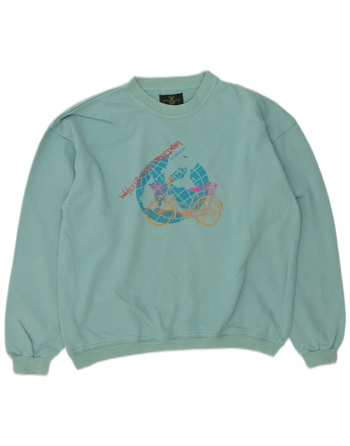 Felpa oversize con grafica da donna Vagabond UK 10 piccola turchese