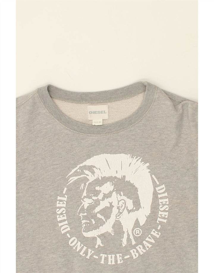 DIESEL Boys Graphic Sweatshirt Jumper 13-14 Years XL Grey Cotton Vintage Diesel and Second-Hand Diesel from Messina Hembry 