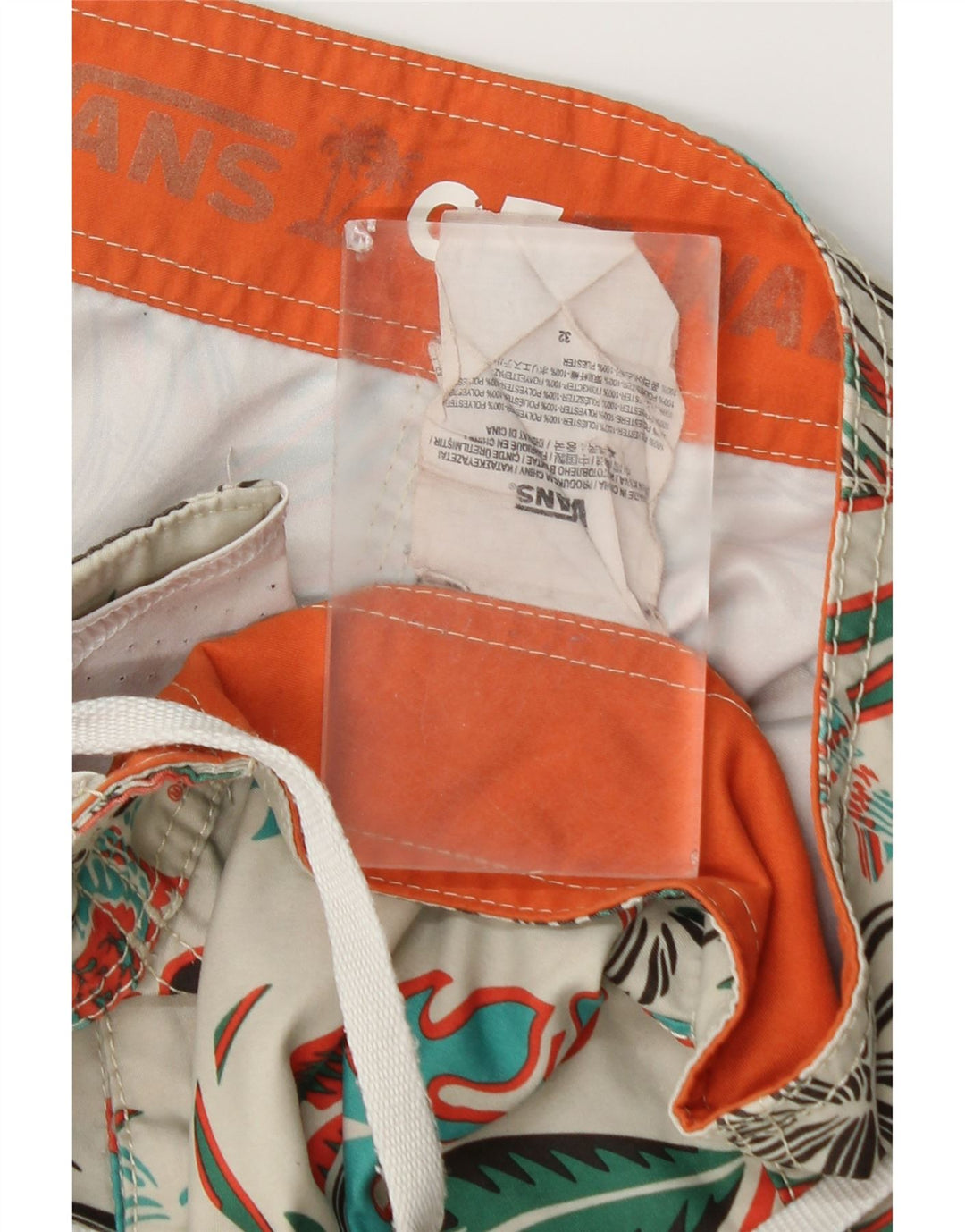 Pantaloncini da bagno da uomo Vans in poliestere floreale bianco medio