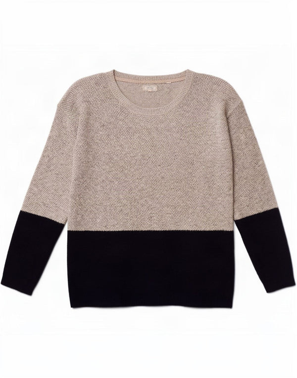 Maglione maglione con scollo a barca da donna Fat Face UK 12 Blocco colore grigio medio