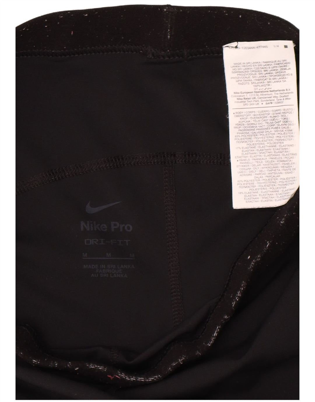 Leggings grafici Nike Dri Fit da donna UK 12 medio nero poliestere