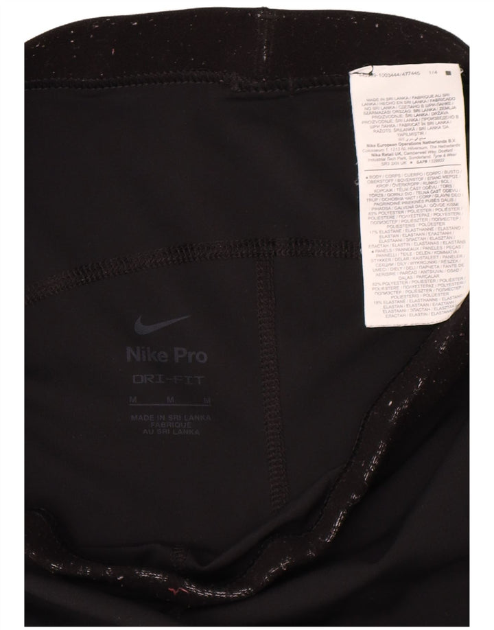 Leggings grafici Nike Dri Fit da donna UK 12 medio nero poliestere